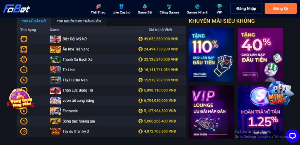 Hàng ngàn trò slot